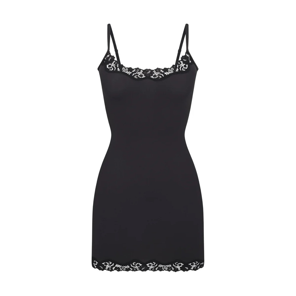 🌟 SKIMS Fits Everybody Lace Slip Dress in Onyx | Size Large